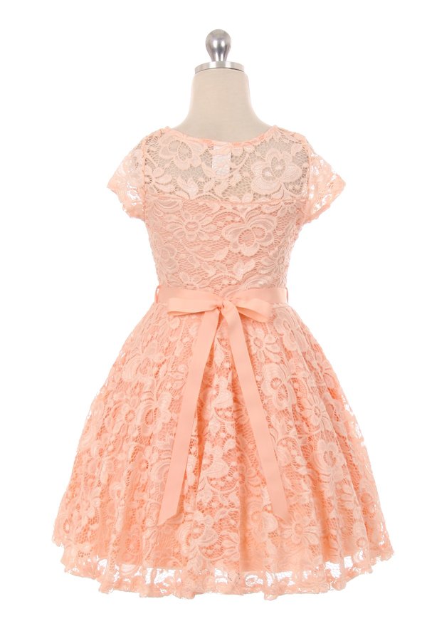 cap sleeve floral lace dress with stone belt