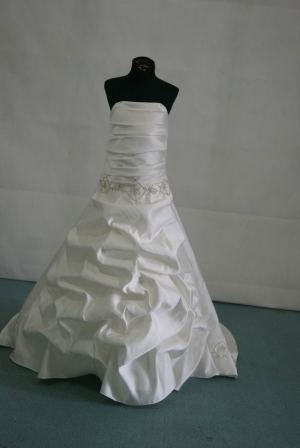 White miniature bridal gown with silver embroidery