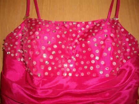 hot pink taffeta dress with sequins
