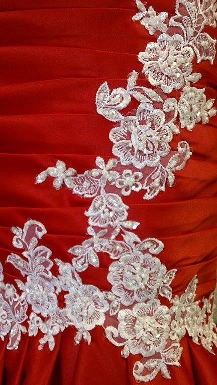 red ivory dress