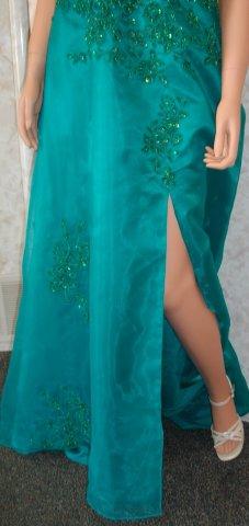 teal corset a line gown
