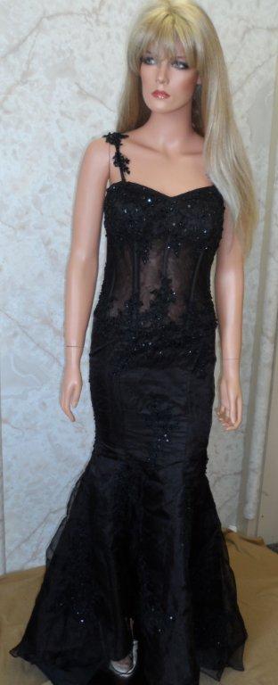 Black mermaid prom dresses with see through bodice