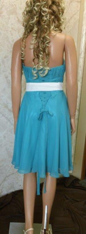 blue dress with ivory sash