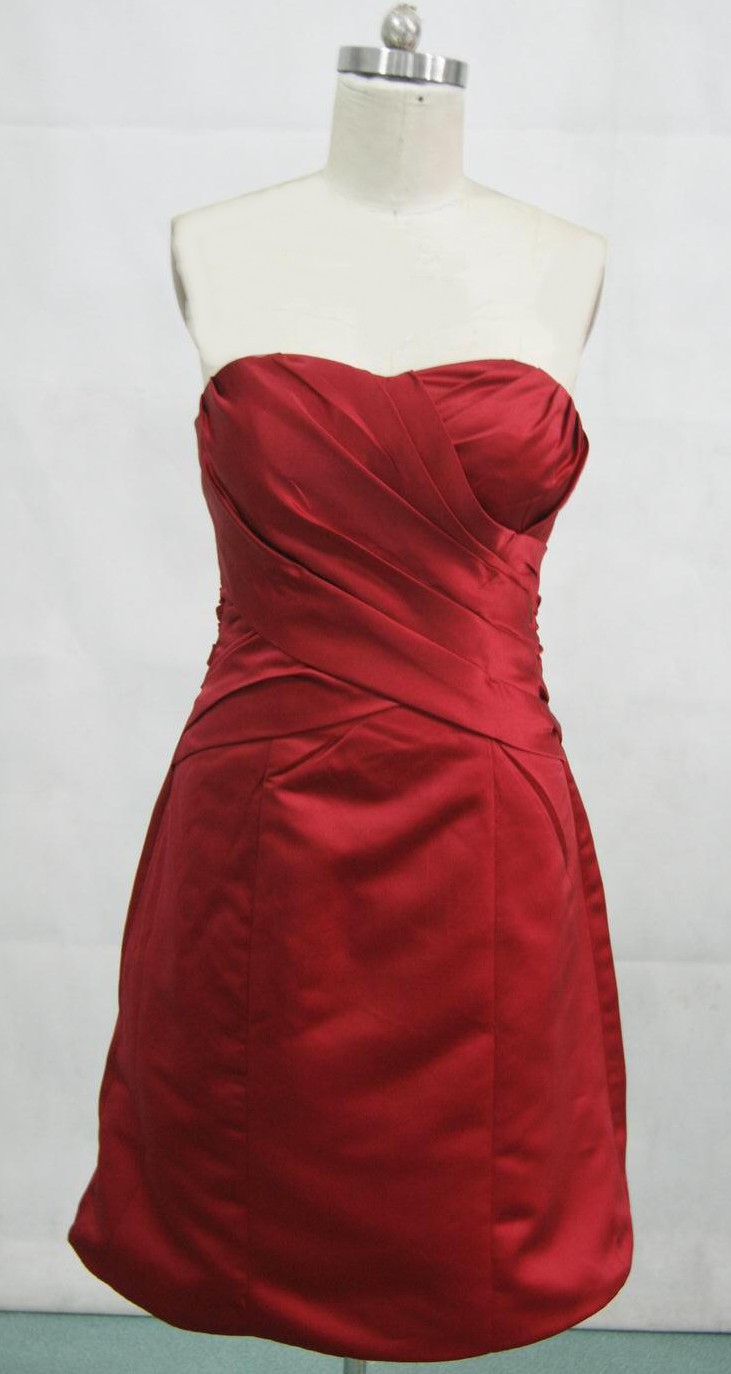 short apple red strapless dress