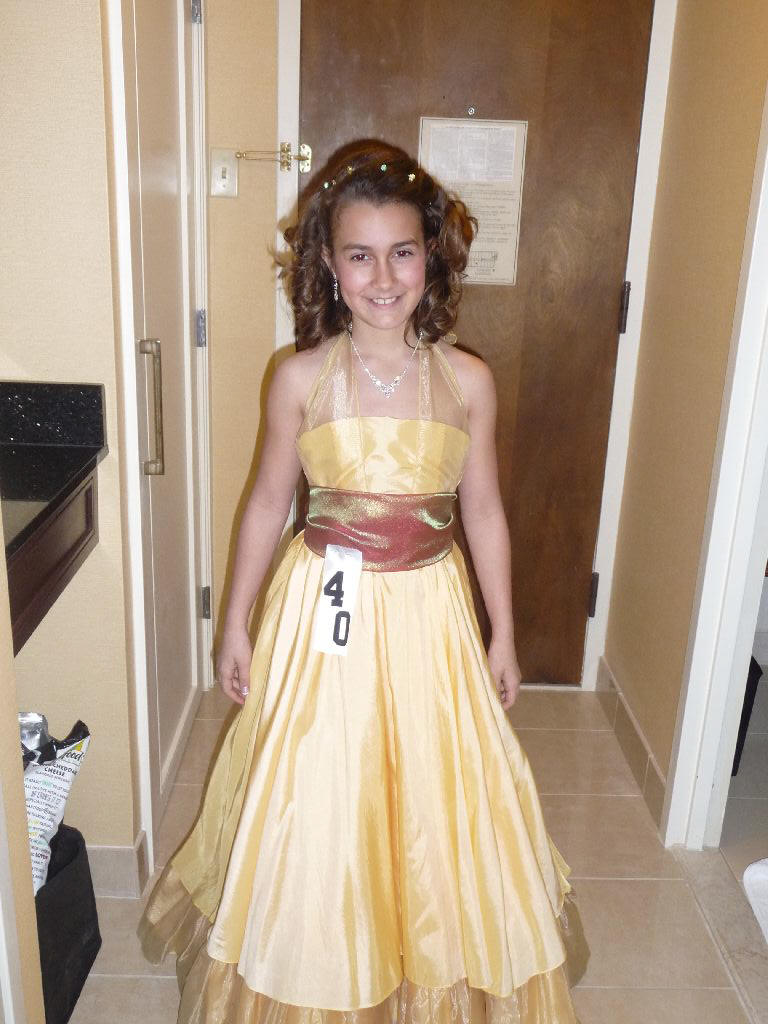 yellow and chocolate pageant dress