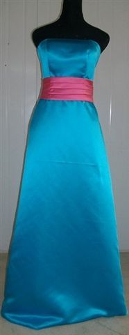 satin turquoise dress with Azalea sash
