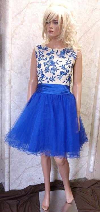 bright blue beaded dress
