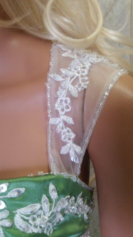 ivory green wedding dress