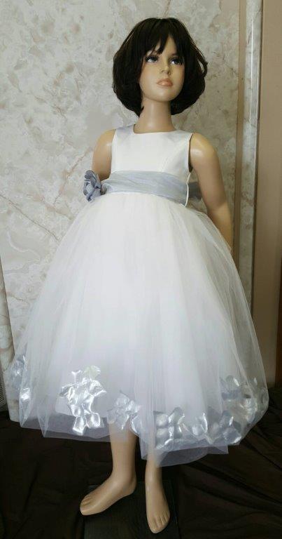 ivory and silver cheap petal flower girl dresses