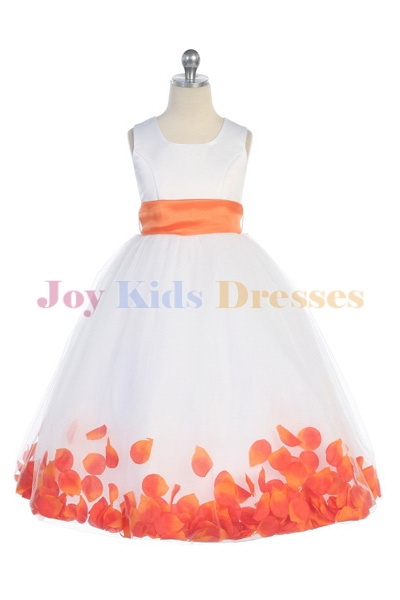 long dress with orange petals