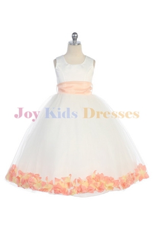 long dress with peach petals