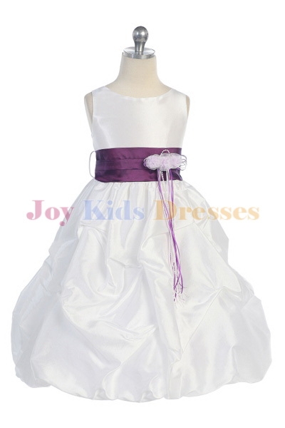 White/purple little girls christmas dresses Sale with pick up skirt