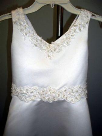 appliqued lace white dress