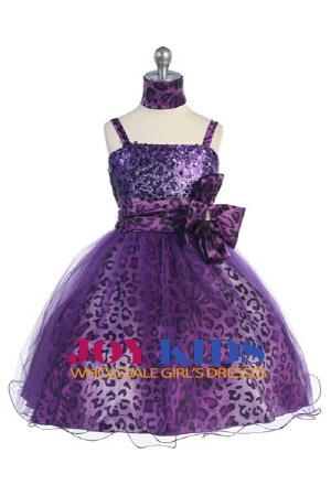 purple childrens animal print dresses