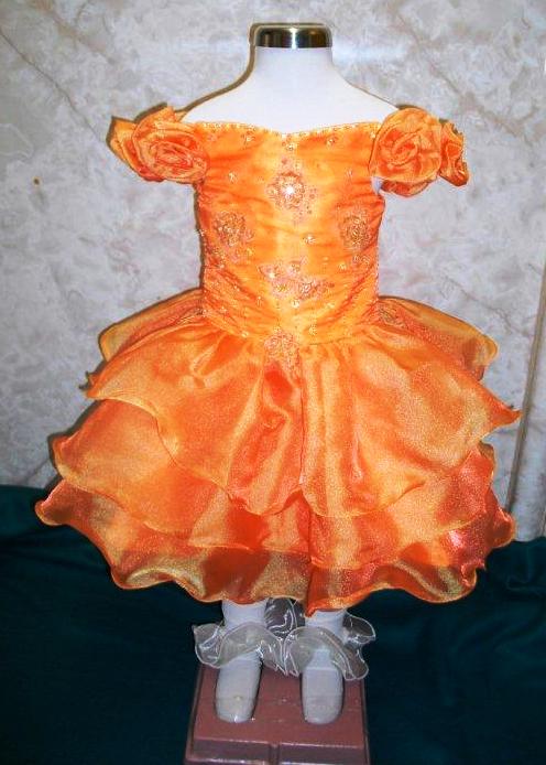 Orange sequin pageant dress