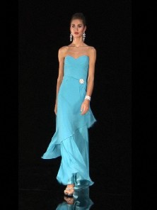 Baby blue sweetheart layered sheath prom gown