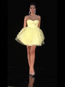 tulle yellow prom dress