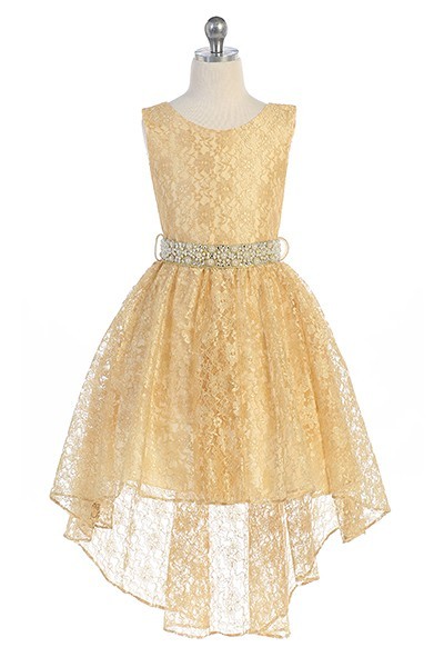 gold high low dresses For girls