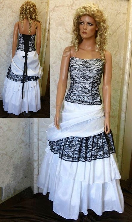 black and white wedding gown