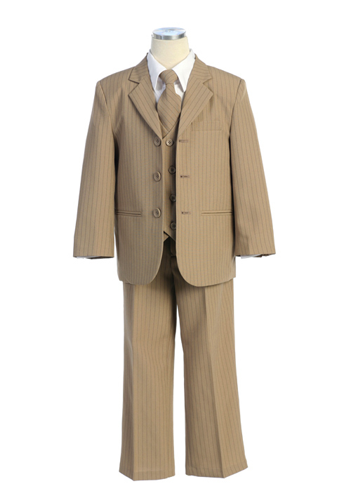 tan suit with brown stripes