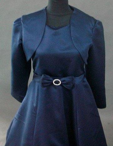 blue taffeta dress with jacket