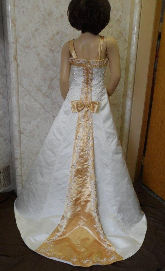 Light Ivory and Gold Bridal Gown 