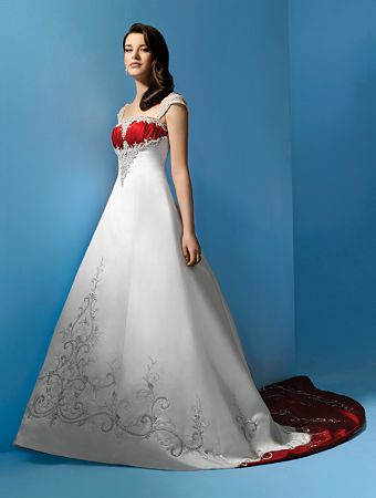 Red and white wedding dresses
