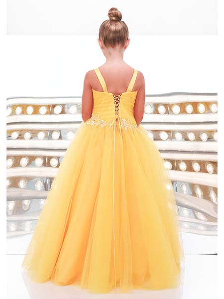 Yellow sweetheart girls ball gown