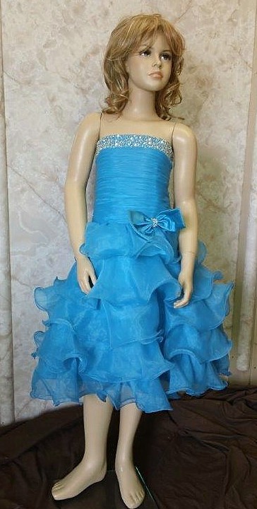 turquoise organza pageant dress
