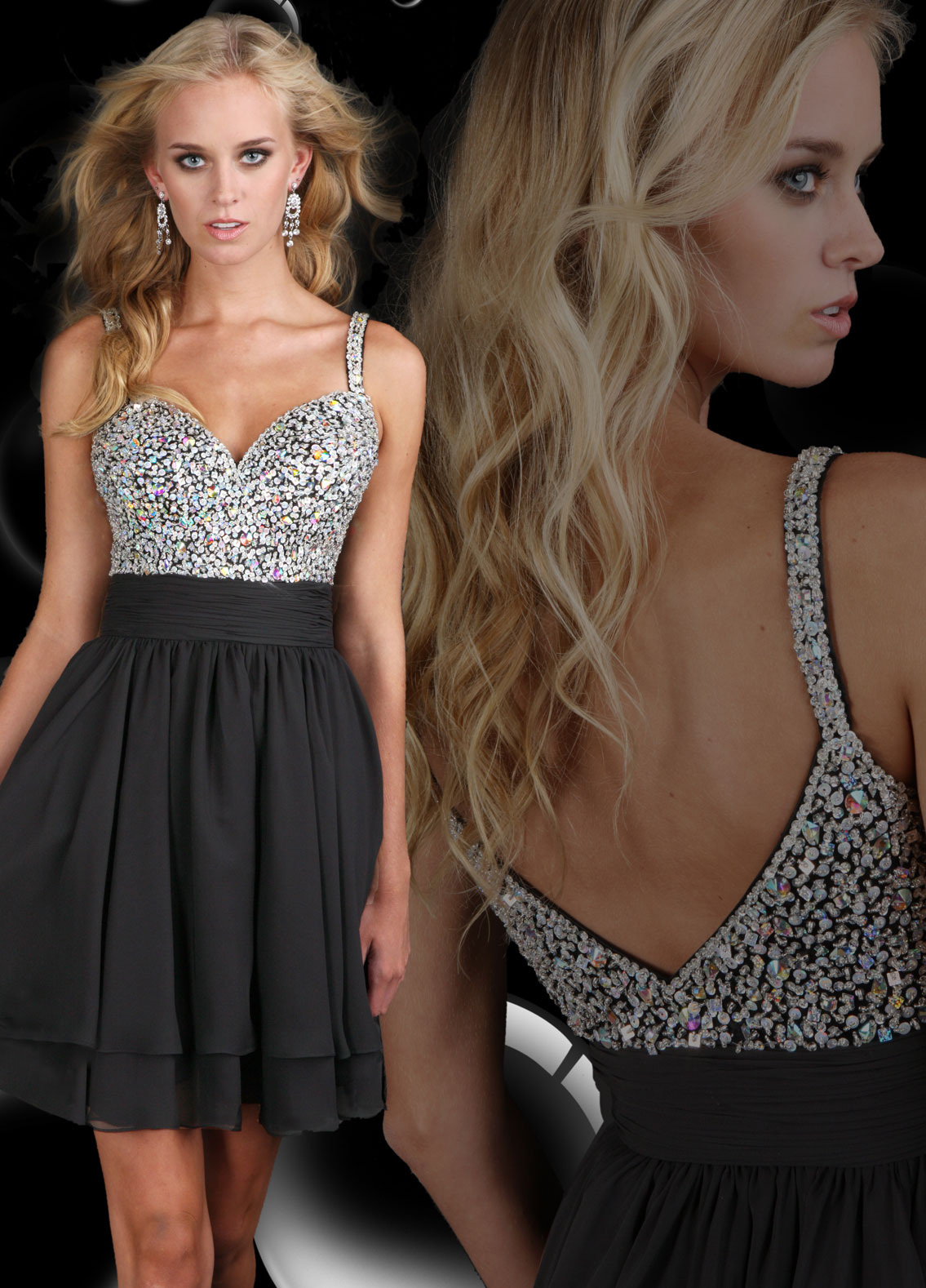 chiffon jeweled bodice prom dresses