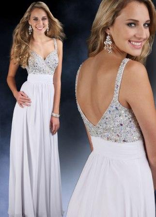 jewel strap chiffon prom dress