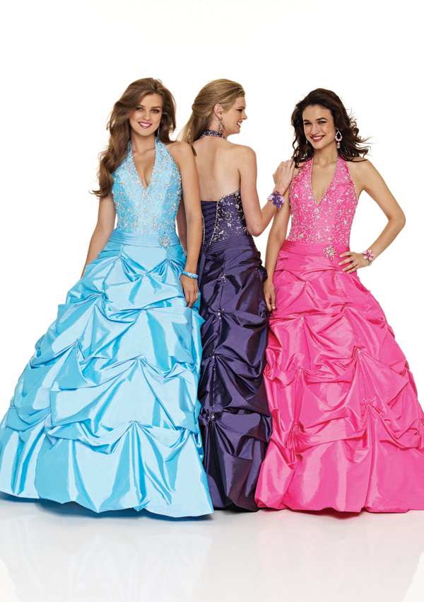 Ladies and teens Halter v neck ball gown
