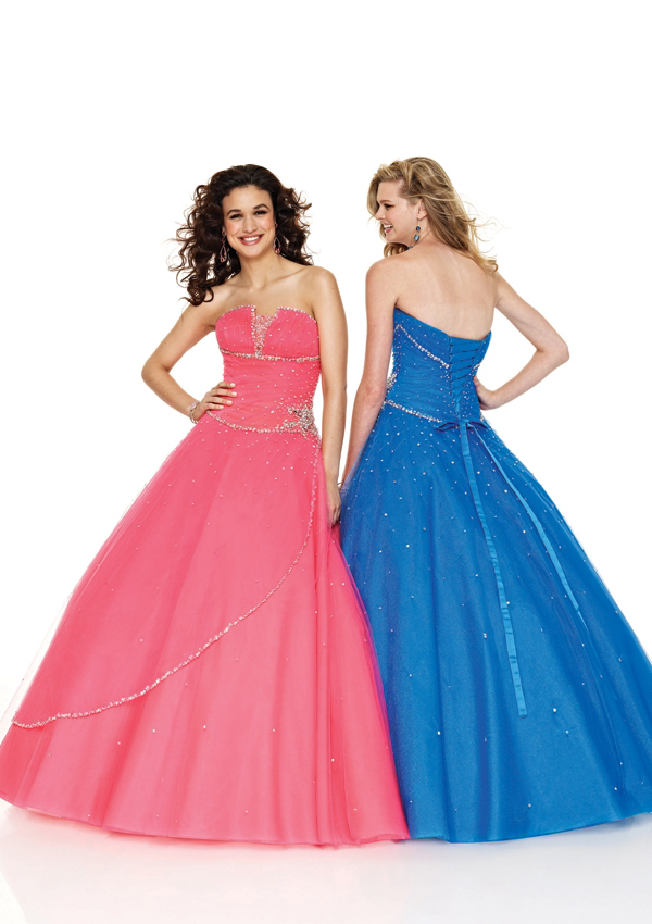 Cobalt blue pageant dress - sweetheart v cut ball gown.