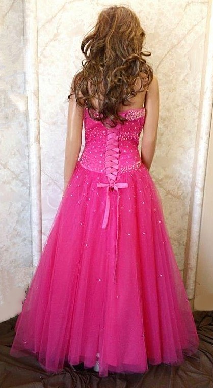 pink prom dress with corset back