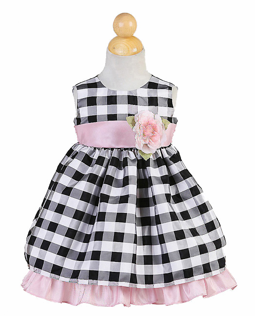 black and pink checked dress