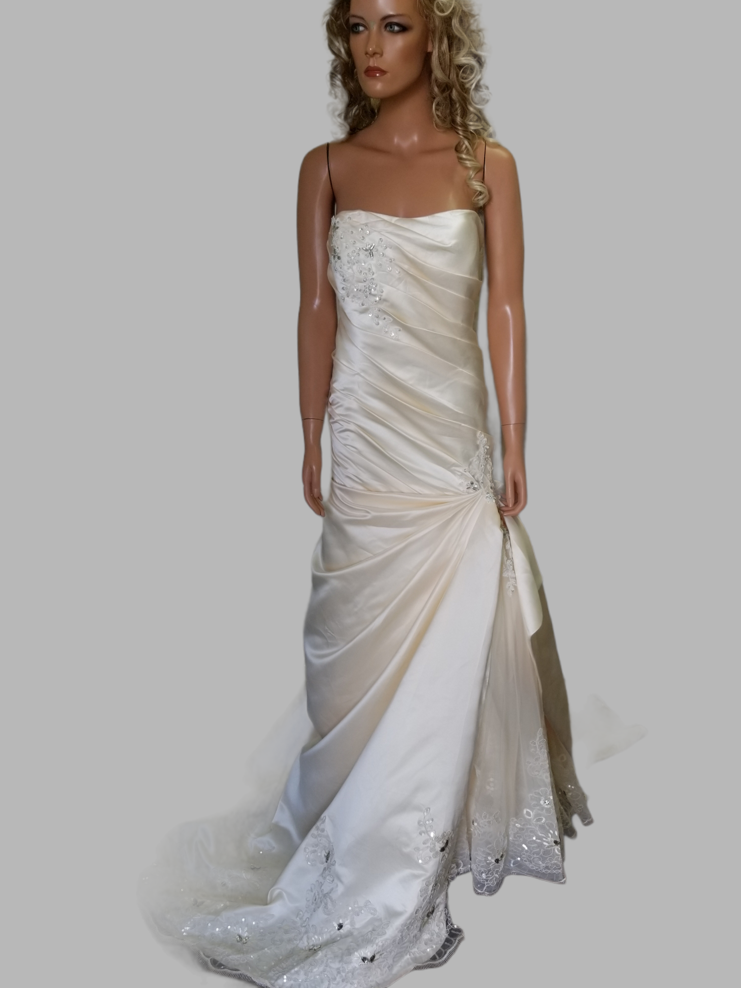 pearl satin wedding gown