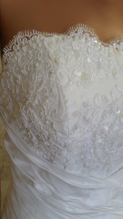 white strapless wedding ball gown