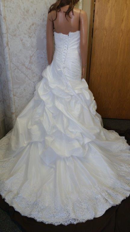 white strapless wedding ball gown