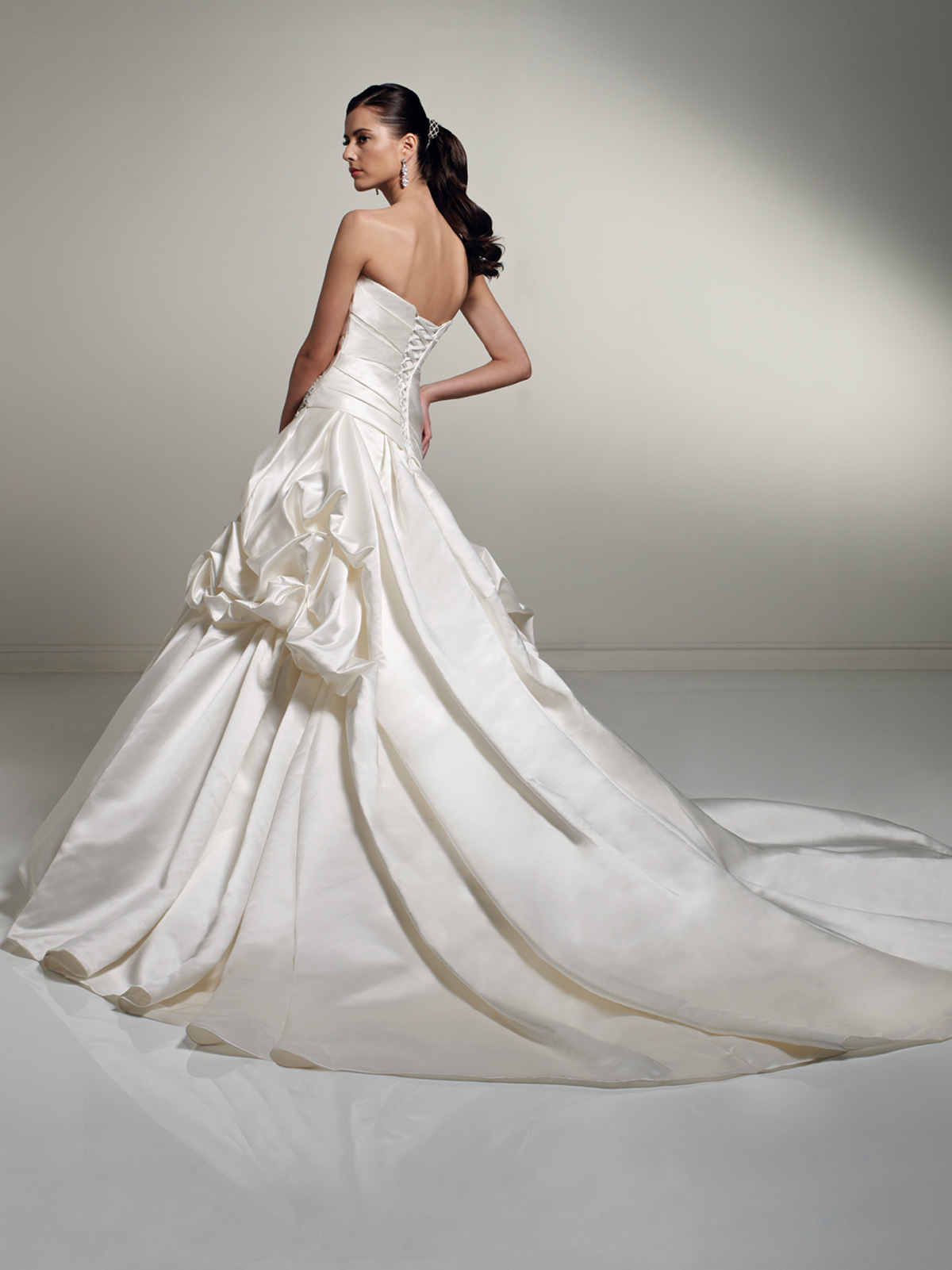 Draped Beaded Crystal Side Hip wedding gown
