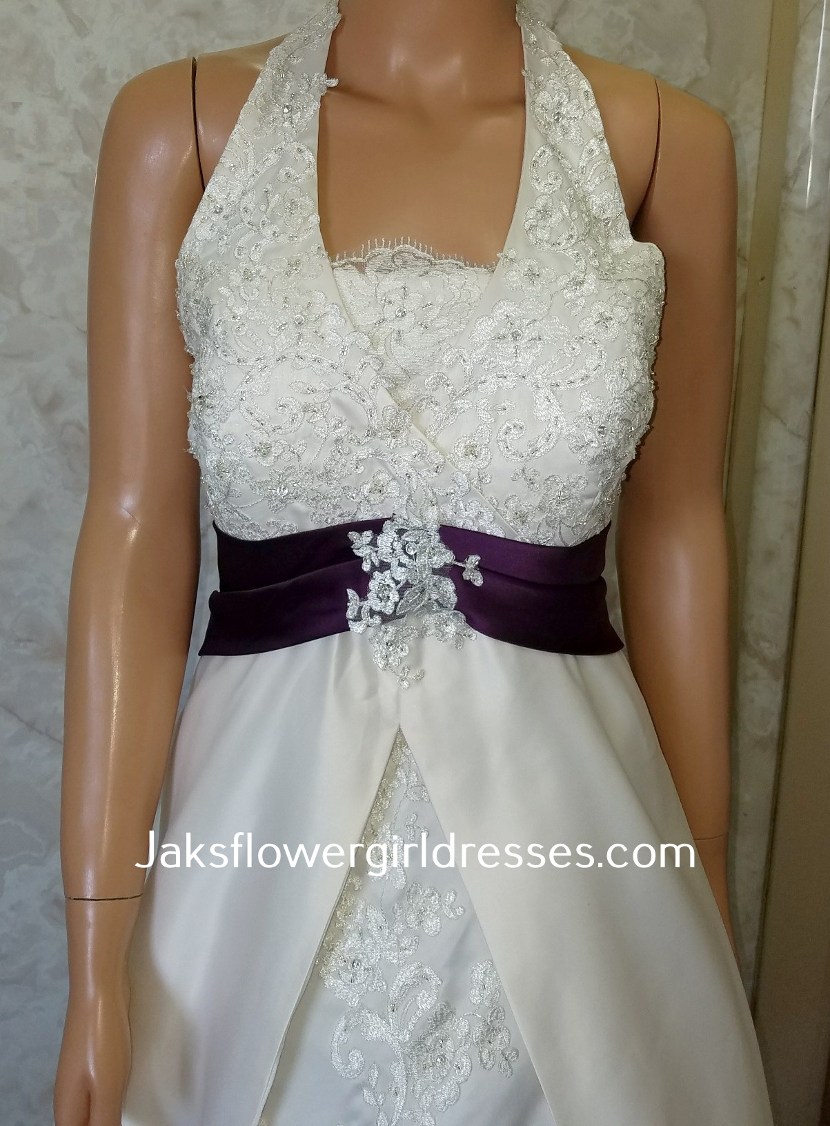lace wedding dress with purple