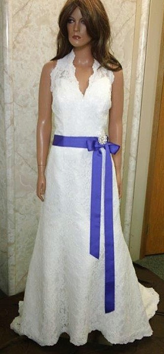 ivory purple wedding gown