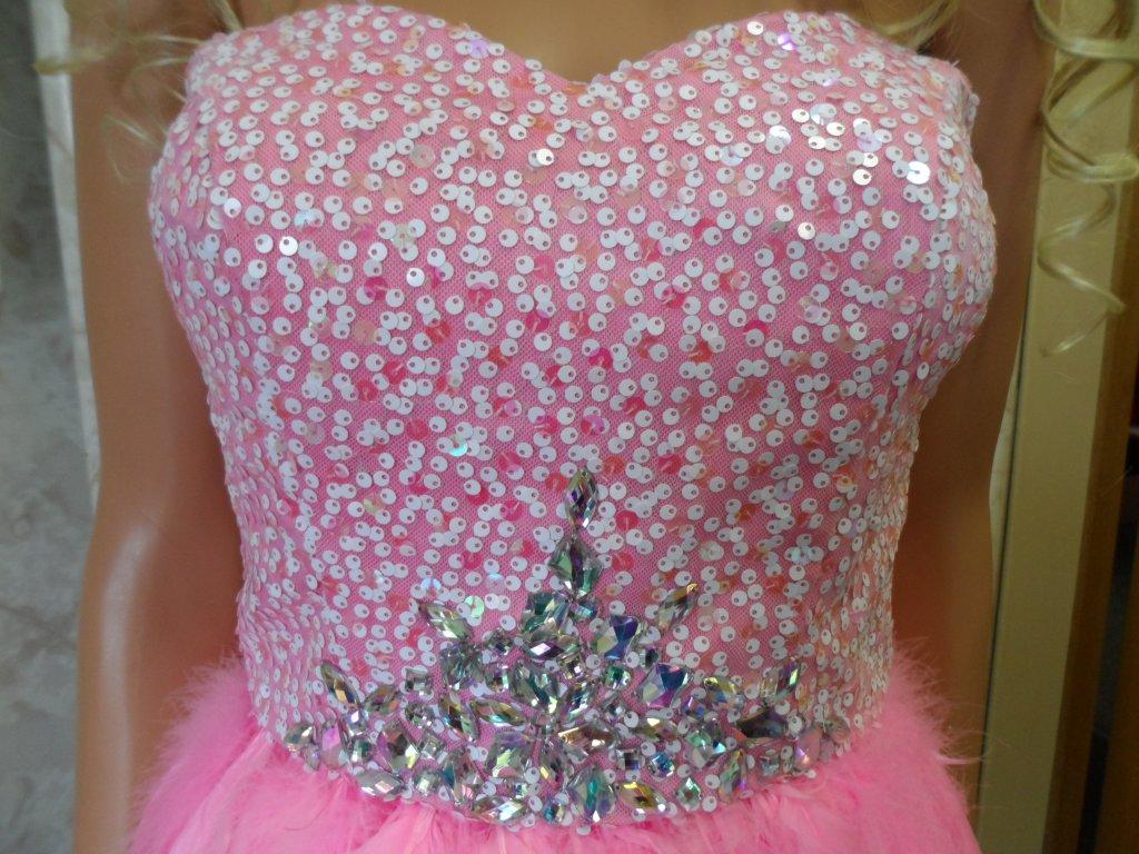 sequins and beading create a crown waist