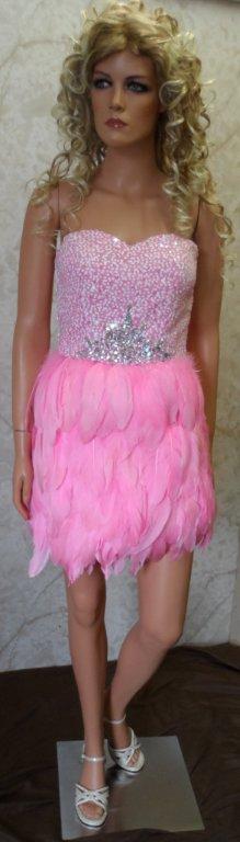 Pink Feather Skirt Mini Dress