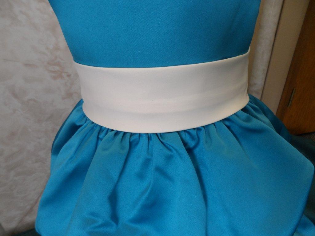 Turquoise Flower Girl Dress Ivory Sash