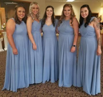 dusty blue chiffon bridesmaid dress