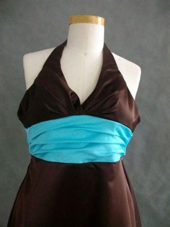 CHOCOLATE AND TURQUOISE DRESS