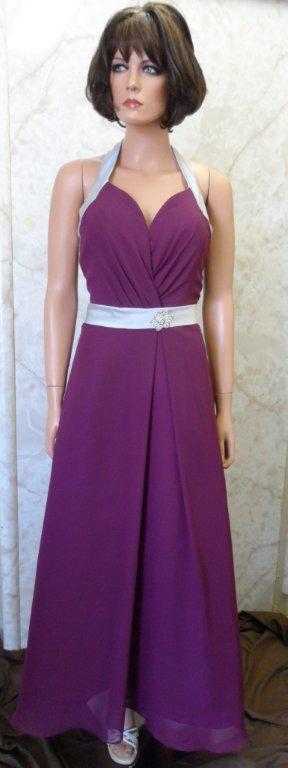 raspberry and silver bridesmaid dress