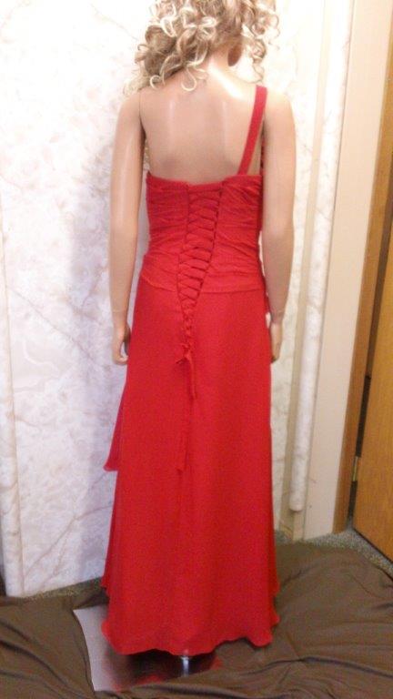 red one strap bridesmaid dress