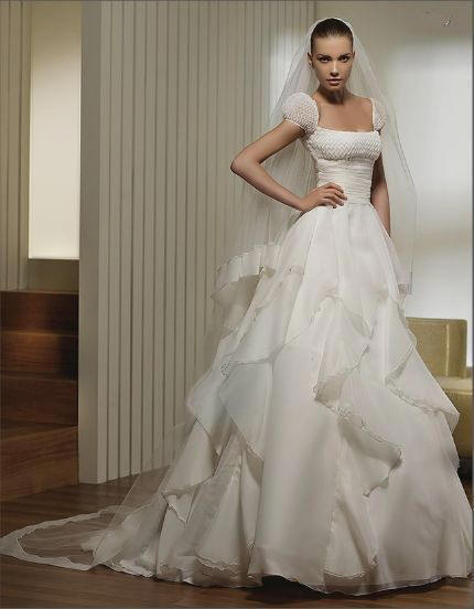 ruffle ball gown wedding gown