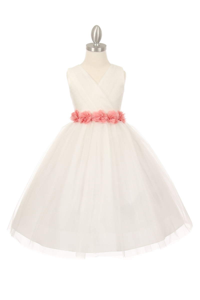 white dress with deep rose sash